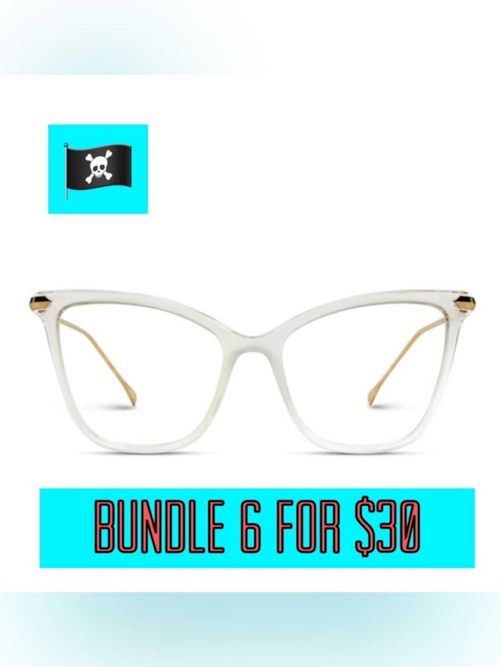 🏴‍☠️6 for $30🏴‍☠️ WearMe Pro-New Elegant Oversized Clear Cat Eye Glasses